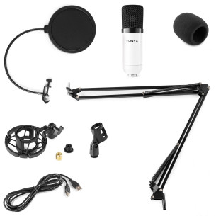 Vonyx CMS300W Micrófono de estudio Set USB Blanco 2