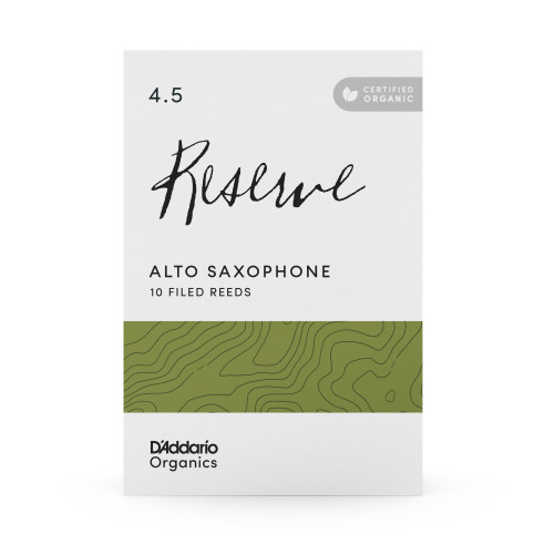 comprar Cañas Saxo Alto D'Addario Organic Reserve dureza 4.5, caja de 10 cañas orgánicas limadas.
