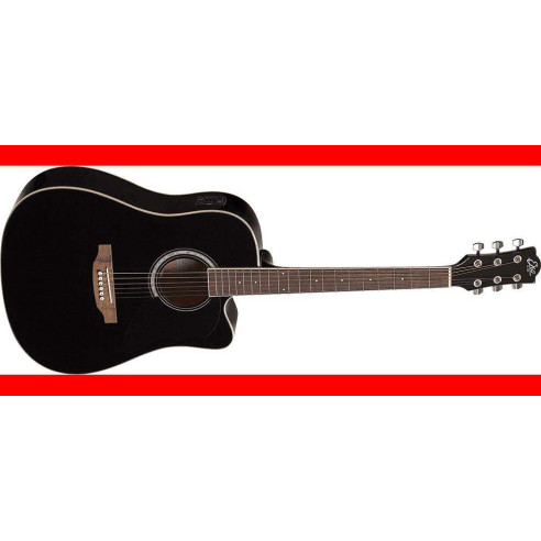 Guitarra electroacústica EKO Ranger 6 EQ con cutaway acabado negro brillante