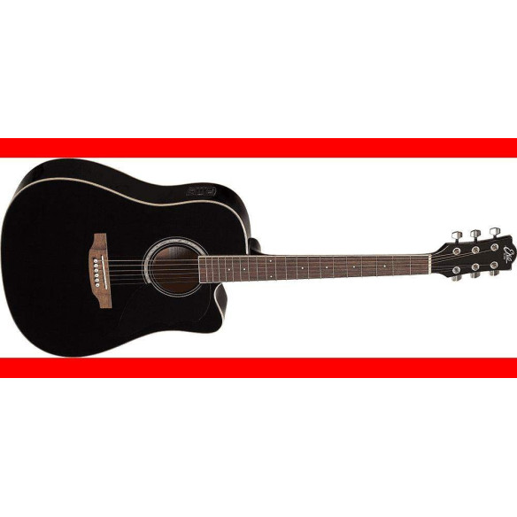 Guitarra electroacústica EKO Ranger 6 EQ con cutaway acabado negro brillante