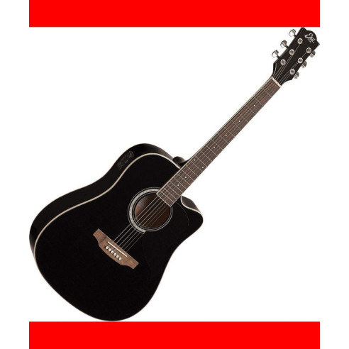 Guitarra electroacústica EKO Ranger 6 EQ con cutaway acabado negro brillante