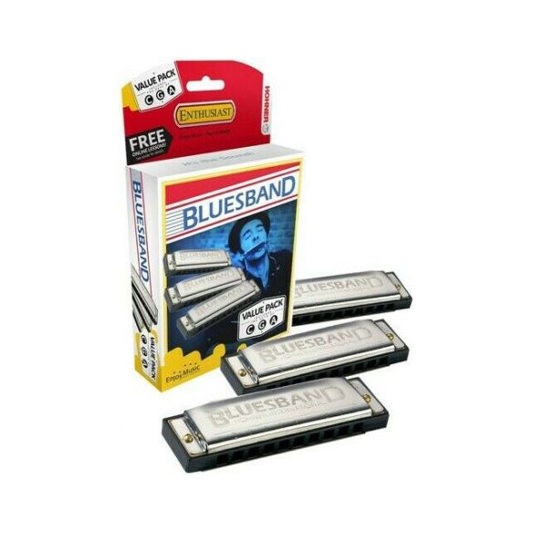 Hohner  BLUES BAND Pack 3 Armónicas de Blues DO,LA,SOL