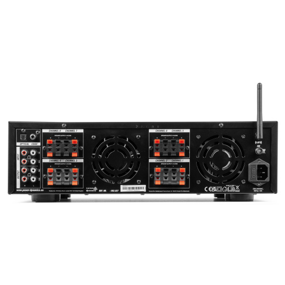Power Dynamics PV280BT Amplificador de audio de 8 zonas 800W