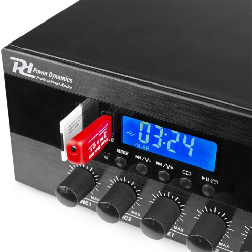 Power Dynamics PDW360MP3 Mezclador amplificado PA 360W/100V 6 zonas