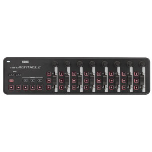 Controlador Korg Nanokontrol 2 Black USB con 9 controladores rotativos, 9 faders y 18 switches.