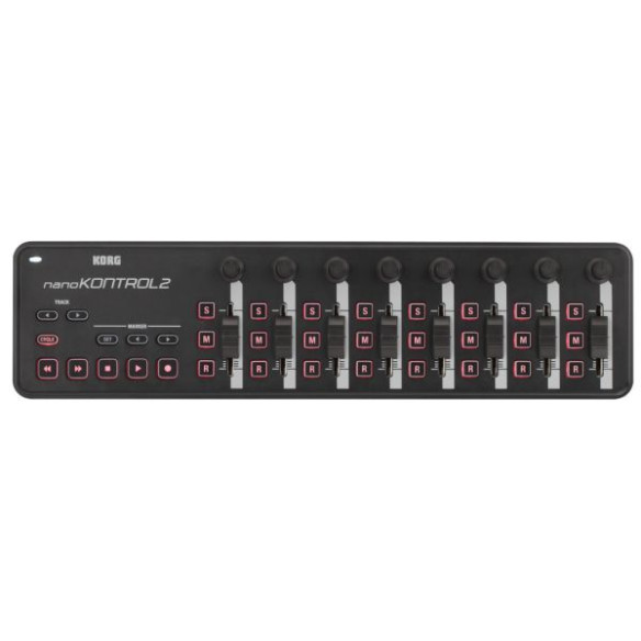 Controlador Korg Nanokontrol 2 Black USB con 9 controladores rotativos, 9 faders y 18 switches. Controlador Korg Nanokontrol 2 Black USB con 9 controladores rotativos, 9 faders y 18 switches.