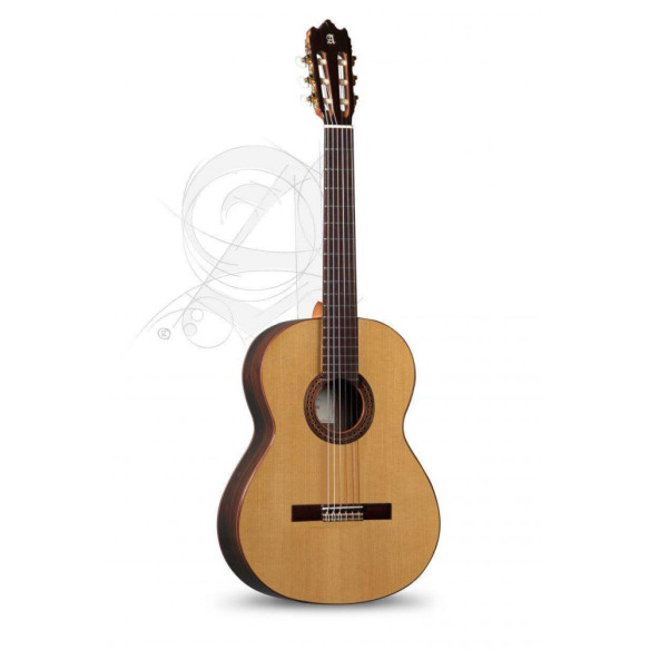 Guitarra clásica Alhambra Iberia Ziricote con tapa maciza de cedro, cuerpo de ziricote y diapasón de palosanto.