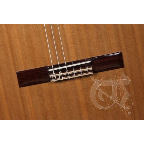 Guitarra clásica Alhambra Iberia Ziricote con tapa maciza de cedro, cuerpo de ziricote y diapasón de palosanto.