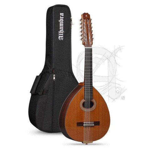 comprar Laúd Alhambra L-4P, un laud tradicional con tapa de Cedro macizo y aros y fondo de Palosanto de India.