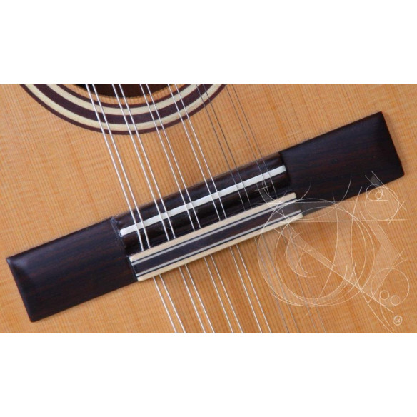 Bandurria Alhambra B-2 C OP, un instrumento tradicional con tapa de Cedro macizo y aros y fondo de Sapelli.