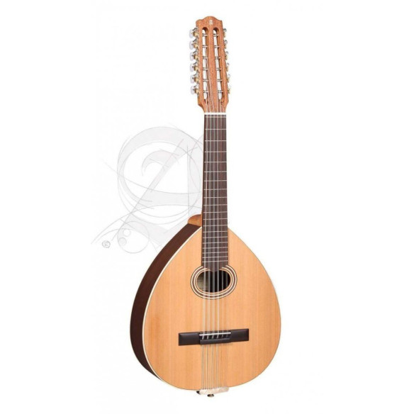 Laúd Alhambra L-2 C OP, un instrumento tradicional con tapa de Cedro macizo y aros y fondo de Sapelli.