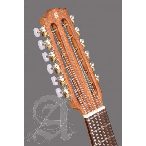 Laúd Alhambra L-2 C OP, un instrumento tradicional con tapa de Cedro macizo y aros y fondo de Sapelli.