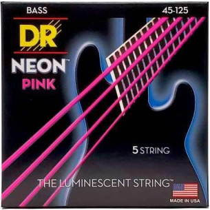 comprar Juego de 5 cuerdas luminescentes para Bajo eléctrico DR NPB-45 Neón Green Calibre 45-65-85-105-125. 2