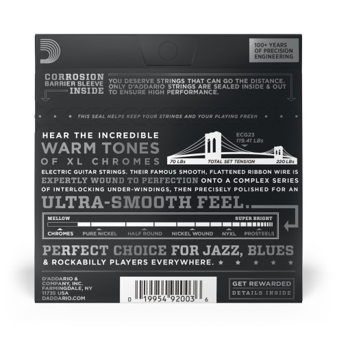 D' Addario ECG23 Juego Cuerdas Guitarra Eléctrica Chromes 10-48