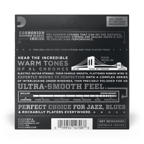 D' Addario ECG26 Juego Cuerdas Guitarra Eléctrica Chromes 13-56