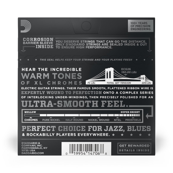 D' Addario ECG26 Juego Cuerdas Guitarra Eléctrica Chromes 13-56