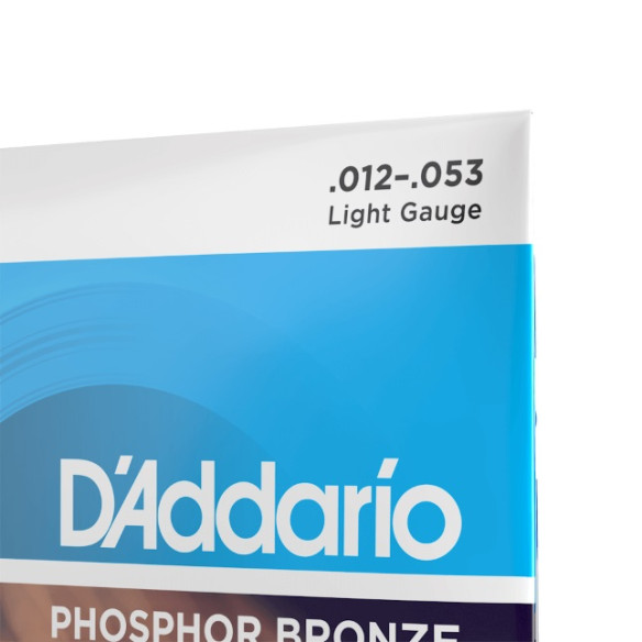 Juego de cuerdas para guitarra acústica d'Addario Phosphor Bronze EJ16, Light, calido, brillante y con buen equilibrio.