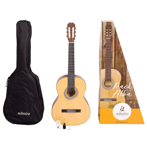 Admira ALBA Pack 4/4 Pack Guitarra Clásica con funda y afinador