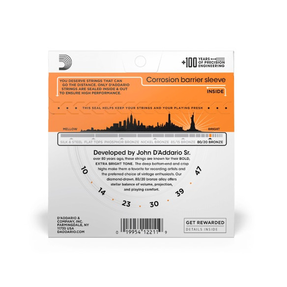 D' Addario EJ10 Juego Cuerdas Guitarra Acústica 10-47 D' Addario EJ10 Juego Cuerdas Guitarra Acústica 10-47