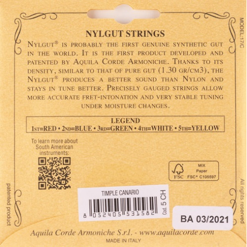 Aquila 5CH Juego Cuerdas Timple Canario Soprano