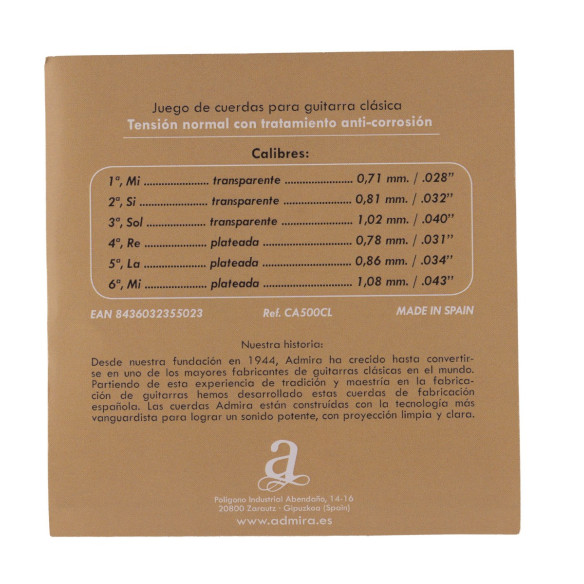 Admira CA500CL Juego Cuerdas Guitarra Clásica