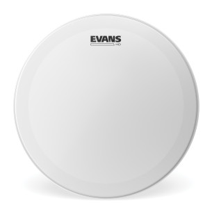 Parche batidor para caja de 14" Evans Genera HD B14HD de 2 capas blanco rugoso y con muffle.