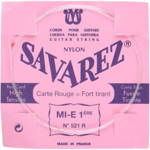 Cuerda para Guitarra Clásica Savarez Carta Roja 1ª (MI) 521R Tensión Normal-Alta de nylon transparente.