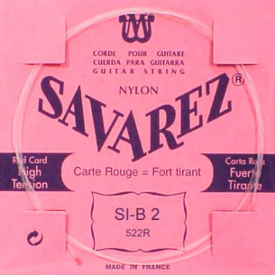 Cuerda para Guitarra Clásica Savarez Carta Roja 2ª (SI) 522R Tensión Normal-Alta de nylon transparente.