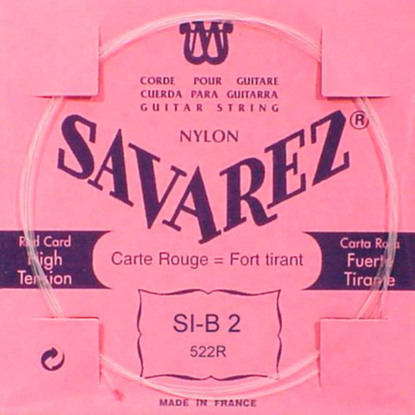 Cuerda para Guitarra Clásica Savarez Carta Roja 2ª (SI) 522R Tensión Normal-Alta de nylon transparente.