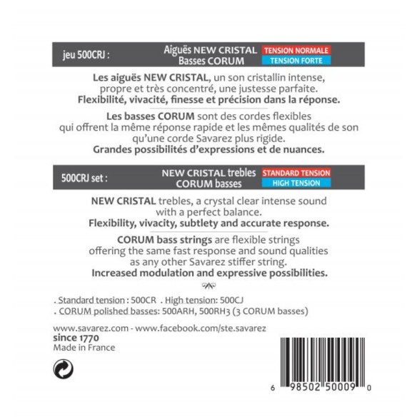 Savarez 500-CRJ Juego Clásica New Crystal Corum Roja-Azul