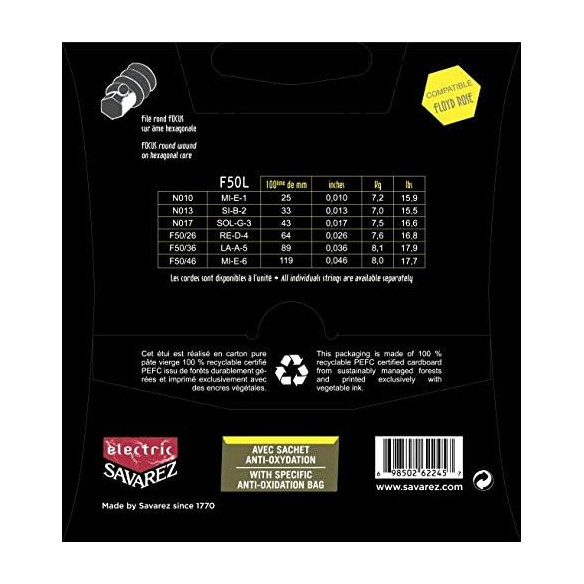 Savarez FOCUS F50L Juego Cuerdas Guitarra Eléctrica .010-.046