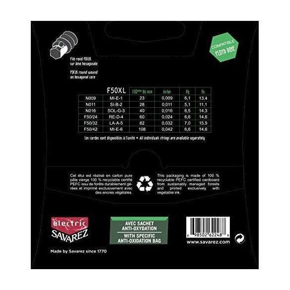 Savarez FOCUS F50XL Juego Cuerdas Guitarra Eléctrica .009-.042