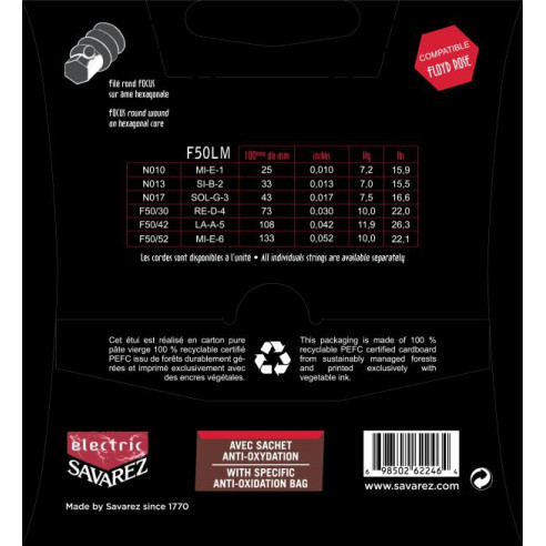 Savarez FOCUS F50LM Juego Cuerdas Guitarra Eléctrica .010-.052