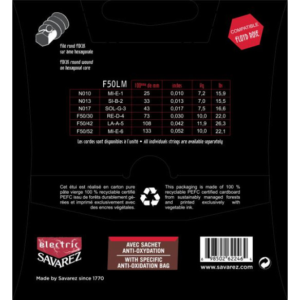 Savarez FOCUS F50LM Juego Cuerdas Guitarra Eléctrica .010-.052