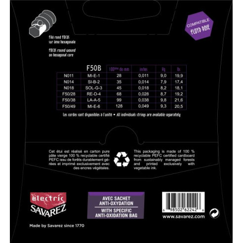 Savarez FOCUS F50B Juego Cuerdas Guitarra Eléctrica .011-.049