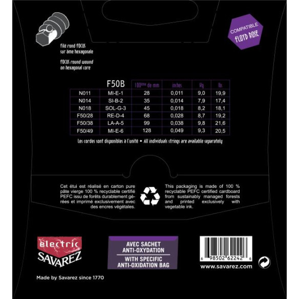 Savarez FOCUS F50B Juego Cuerdas Guitarra Eléctrica .011-.049