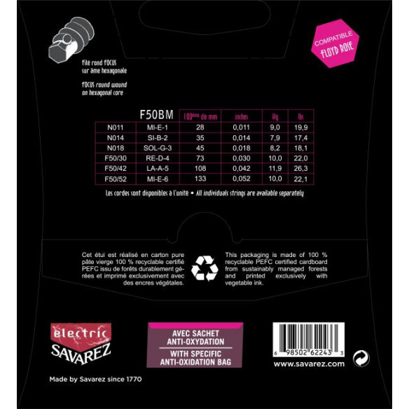 Savarez FOCUS F50BM Juego Cuerdas Guitarra Eléctrica .011-.052