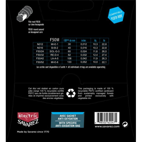 Savarez FOCUS F50M Juego Cuerdas Guitarra Eléctrica .012-.052