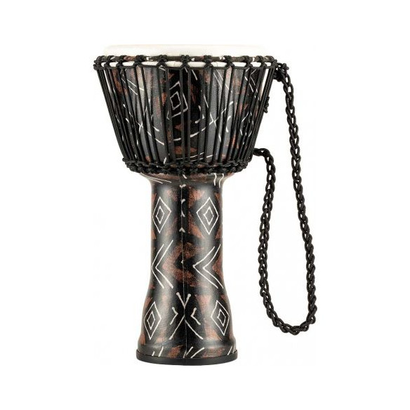 Djembé Meinl PADJ6-M-F Serie Rope Tuned Travel de 10" de diámetro, con acabado Kanga Sarong y parche sintético.