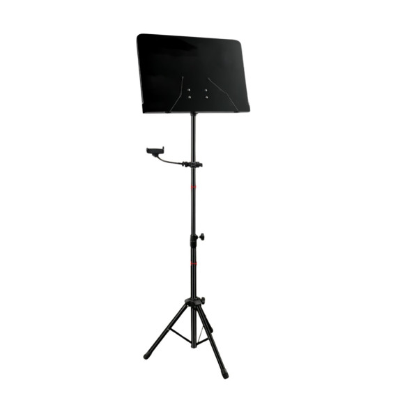 TCM MS-533PBK Atril Orquesta Negro Liso con soporte para movil