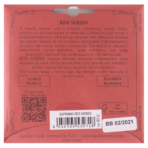 Aquila 83U Juego Ukelele Soprano Red Series