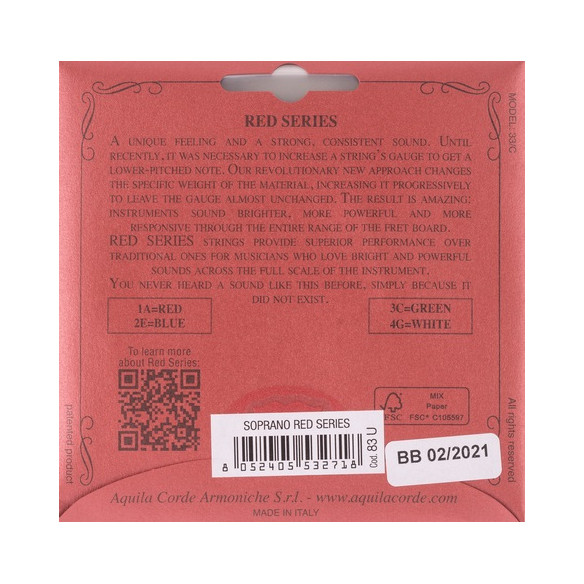 Aquila 83U Juego Ukelele Soprano Red Series