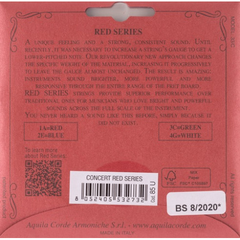 Aquila 85U Juego Ukelele Concert Red Series