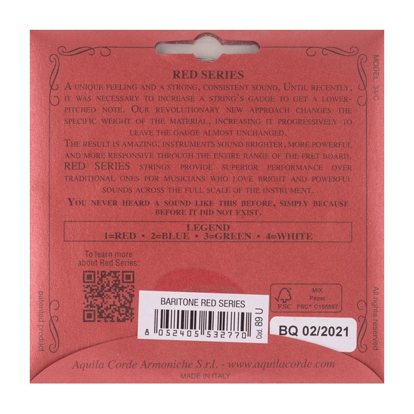 Aquila 89U Juego Ukelele Barítono Red Series