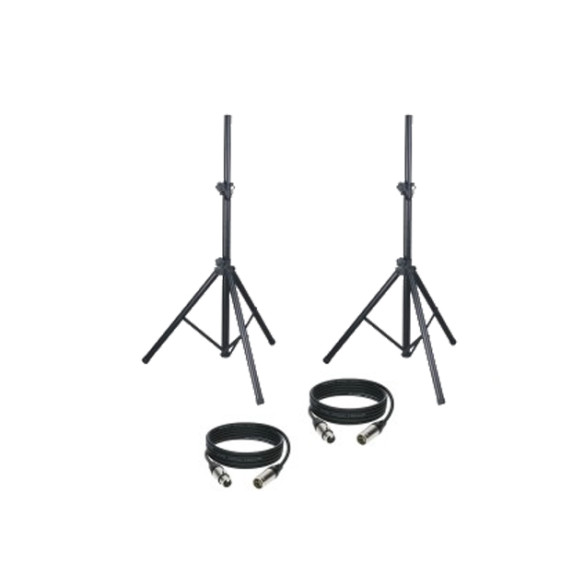 HK Audio Set Soportes de Altavoz Aluminio con cables XLR