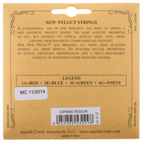 Aquila New Nylkgut 4U Juego Cuerdas Ukelele Soprano