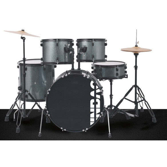 Jinbao JBP1601IG Batería Bombo 22" Gris oscuro con herrajes, platos y sillín