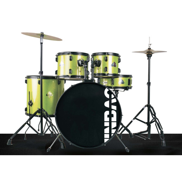 Jinbao JBP2211AGR Batería Bombo 22" Verde con herrajes, platos y sillín