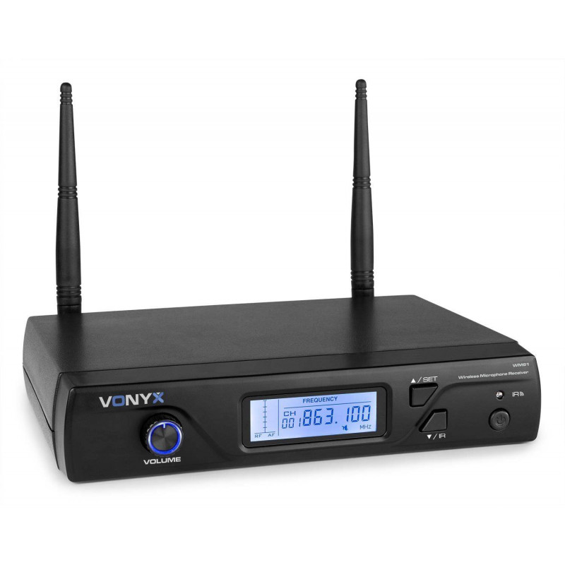 VONYX WM61B Sistema inalambrico Headset, y Levalier con petaca y receptor 16 canales seleccionables.