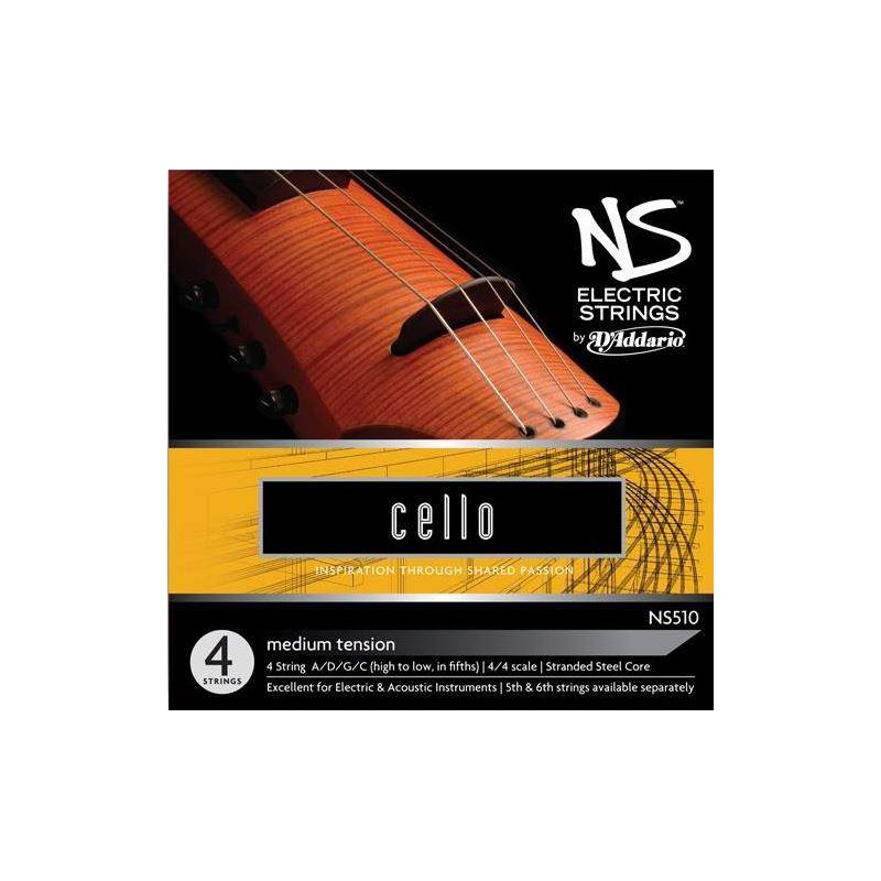 Juego de cuerdas para violoncello eléctrico D'Addario NS115, Escala 4/4, Tensión Media.